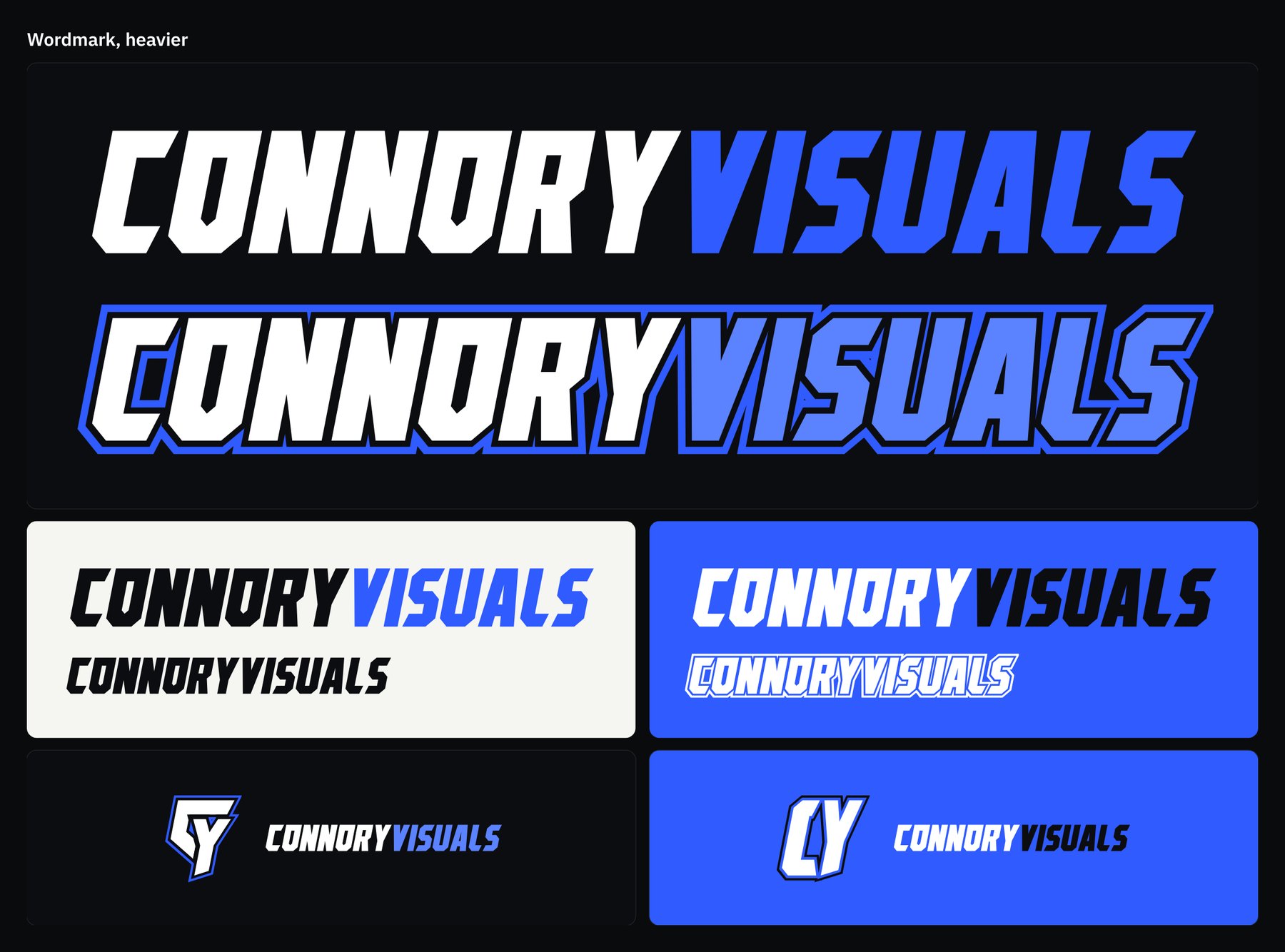 The heavy, slanted wordmark and its lockups