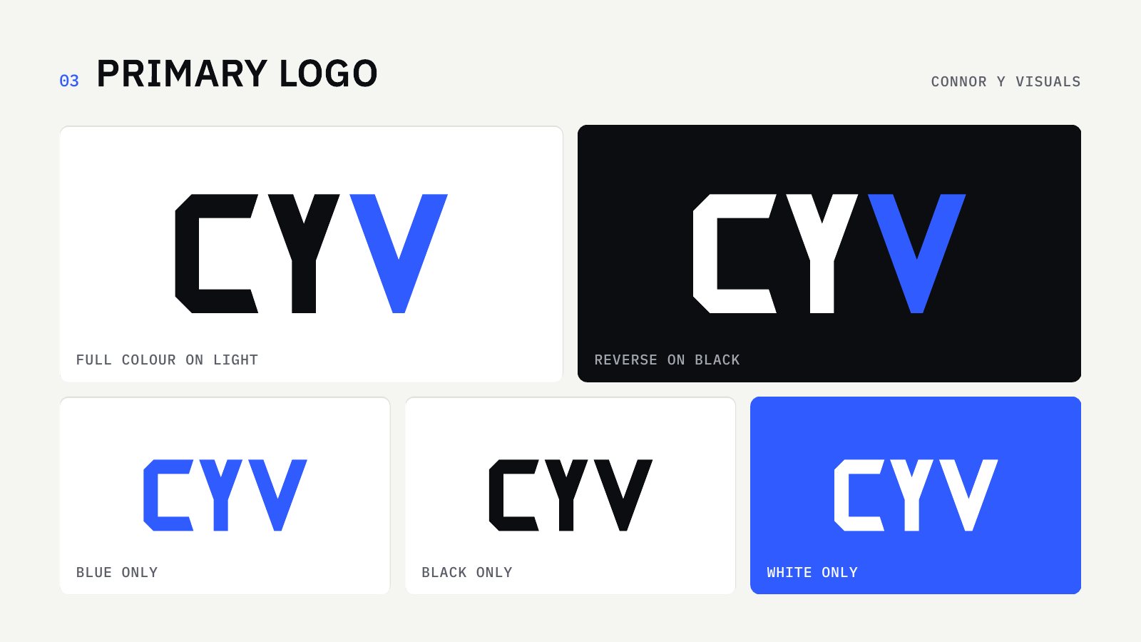 connoryvisuals guidelines, primary logo
