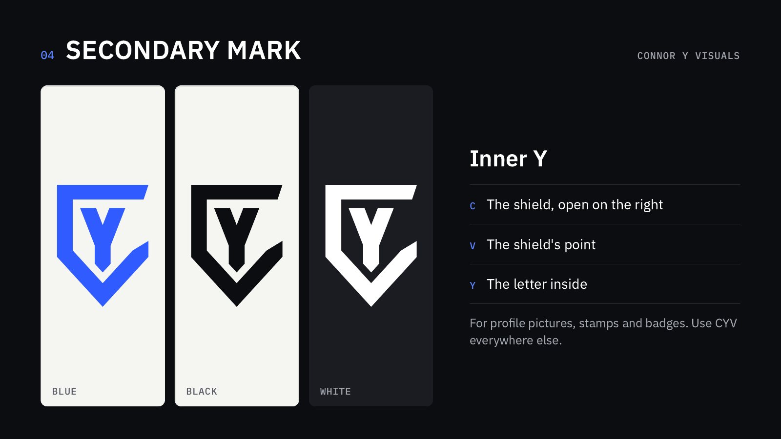 connoryvisuals guidelines, secondary mark