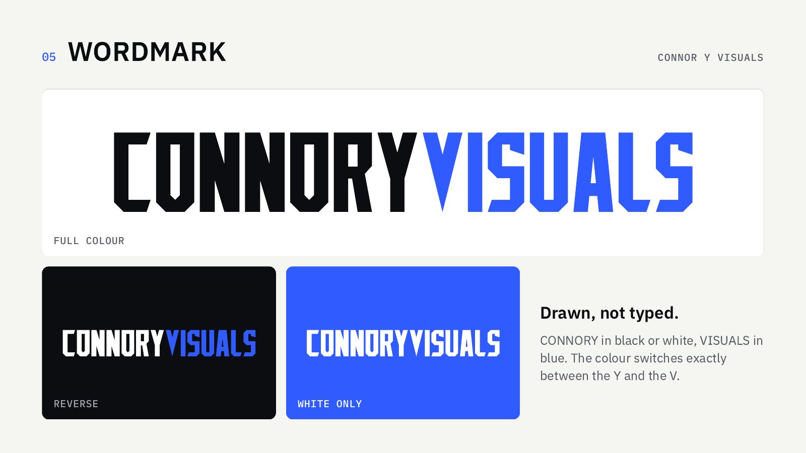 connoryvisuals guidelines, wordmark