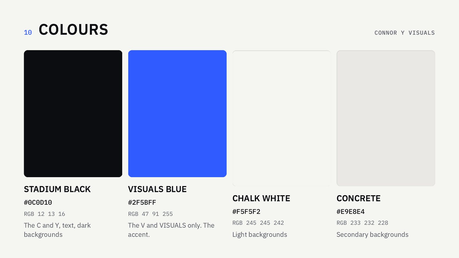 connoryvisuals guidelines, colours