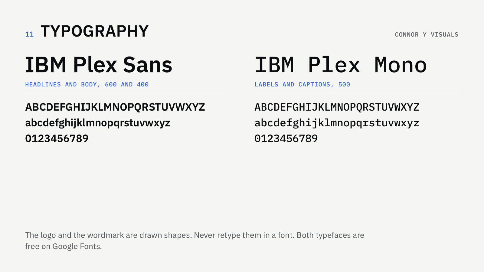 connoryvisuals guidelines, typography