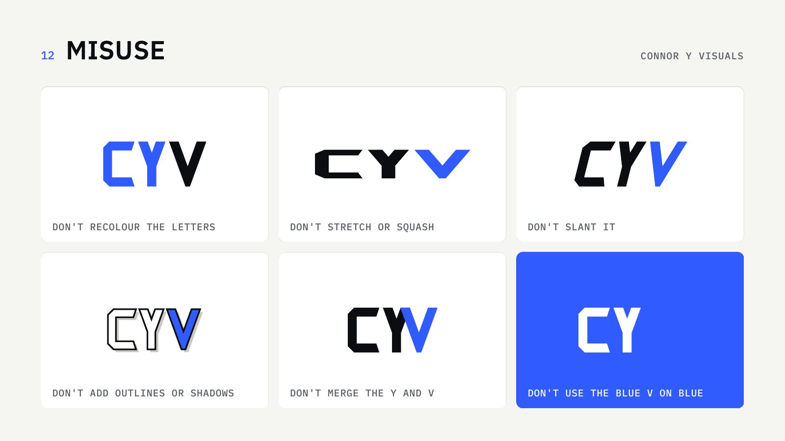 connoryvisuals guidelines, misuse