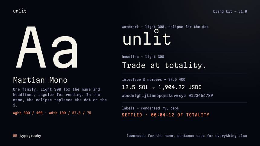 unlit, typography